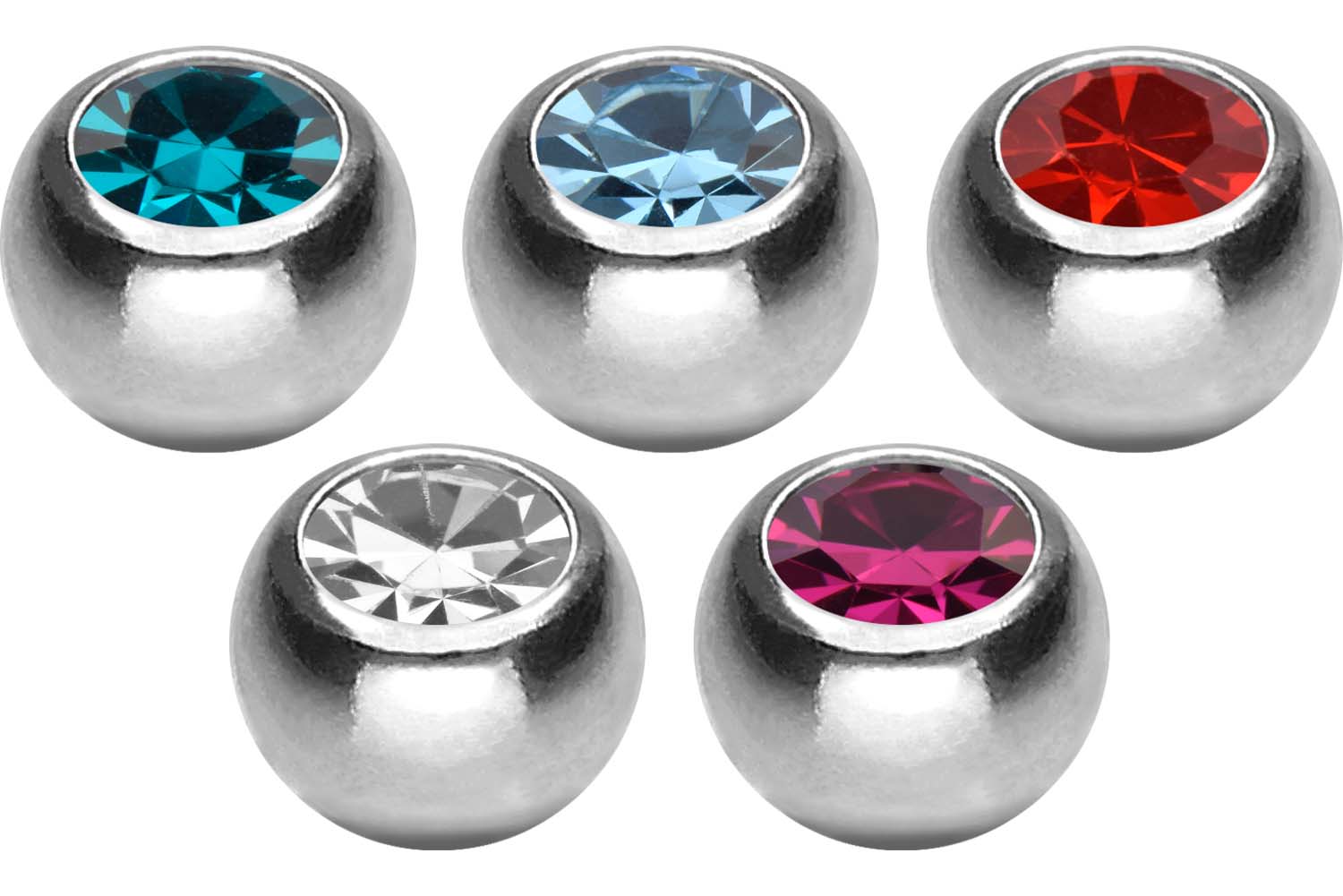 SET Titan Schraubkugel KRISTALL von Piercingline